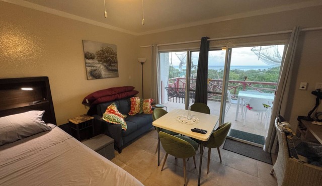 BVI HEAVEN on beach. Full resort. Batchelor room with huge balcony ocean view in Parham Town